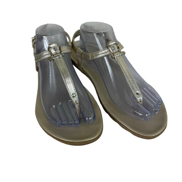 Sperry Top Sider Gold Buckled Ankle Strap Flat Flips Flop Sandals Size 9.5 - Picture 1 of 9